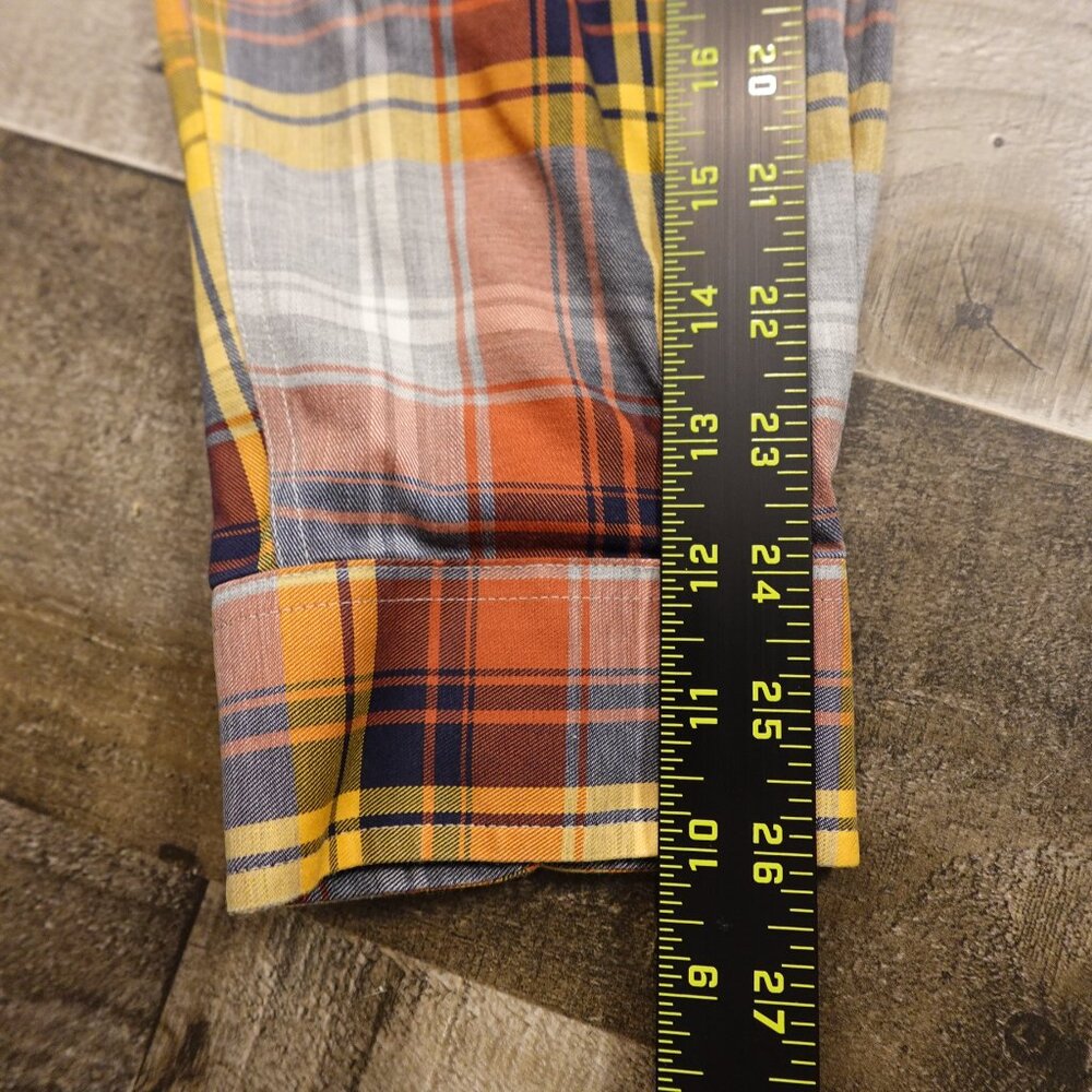 L.L.Bean Wrinkle-Free Plaid Button Down Shirt Men’s Large Tall Orange Gray - Picture 8 of 9